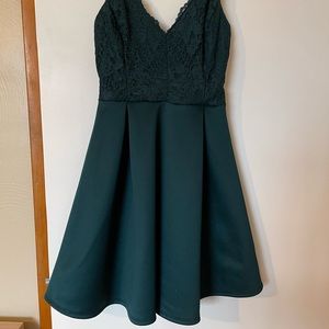 Charlotte Russe lace top skater green dress